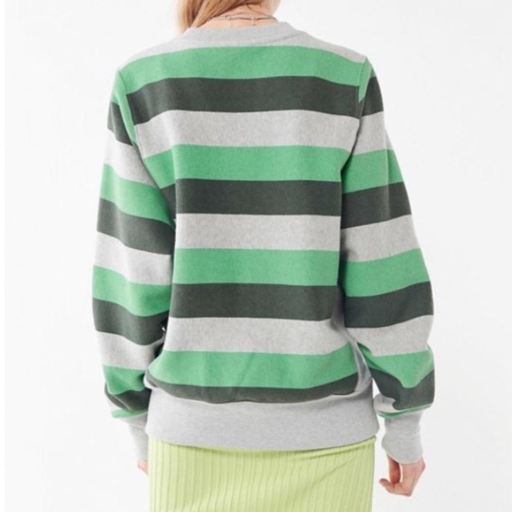 Champion Reverse Weave Gray and Green Striped Sweatshirt, Size Small - Picture 4 of 12